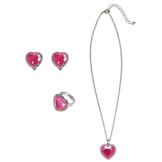 Schmuck-Set Kette, Ring & Ohrringe silber/pink