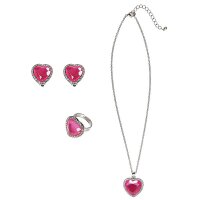 Schmuck-Set Kette, Ring & Ohrringe silber/pink