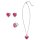 Schmuck-Set Kette, Ring & Ohrringe silber/pink