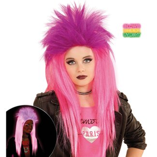 Perücke Punker neonpink