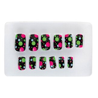 Fingernägel neon Punkte selbstklebend 12 Stück
