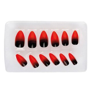 Fingernägel schwarz/rot selbstklebend 12 Stück