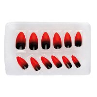 Fingernägel schwarz/rot selbstklebend 12 Stück