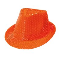 Hut Fedora neonorange mit Pailletten