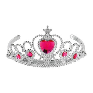 Tiara silber mit pinken Edelsteinen
