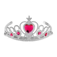 Tiara silber mit pinken Edelsteinen