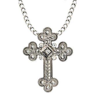 Halskette Strasskreuz silber