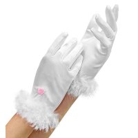 Kinderhandschuhe weiß mit Federn