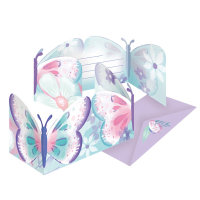 Einladungen mit Umschlag 8 Stück Flutter Butterfly