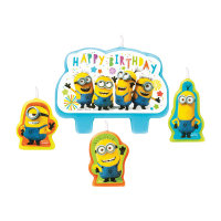 Mini Figurenkerzen 4er Minions Happy Birthday