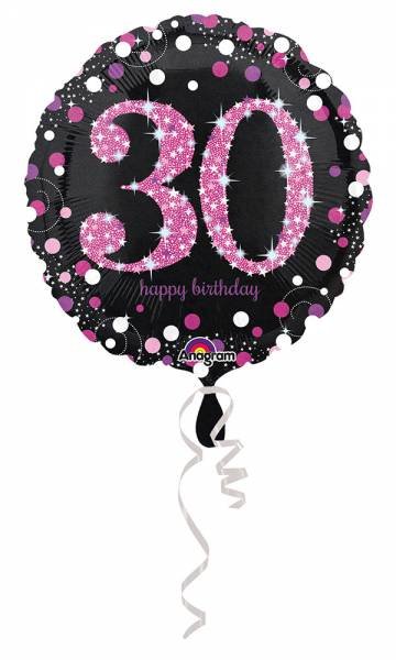 Folienballon Sparkling 30 D43cm pink/schwarz