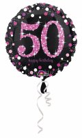 Folienballon Sparkling 50 Ø43 cm schwarz/pink