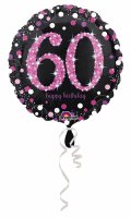 Folienballon Sparkling 60 D43cm pink/schwarz