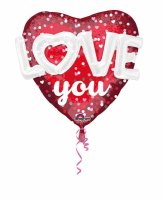 Folienballon Herz Love You D91cm rot