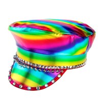 Mütze Regenbogen mit Nieten und Edelsteinen