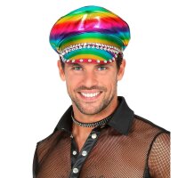 Mütze Regenbogen mit Nieten und Edelsteinen