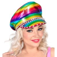 Mütze Regenbogen mit Nieten und Edelsteinen