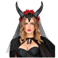 Brautschleier mit Hörnern schwarz