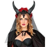 Brautschleier mit Hörnern schwarz