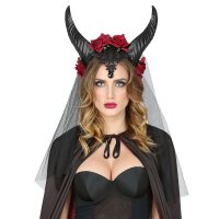 Brautschleier mit Hörnern schwarz