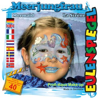 Motivschminke 4 Farben mit Pinsel Meerjungfrau