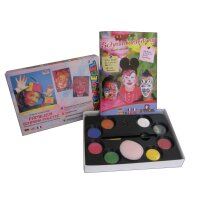 Schminkpalette Familie 8 Farben, Schwamm, Pinsel
