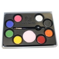 Schminkpalette Familie 8 Farben, Schwamm, Pinsel