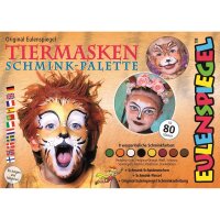 Schminkpalette Tiermasken 8 Farben, Schwamm, Pinsel