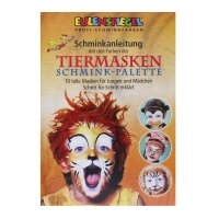 Schminkpalette Tiermasken 8 Farben, Schwamm, Pinsel