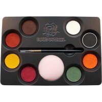 Schminkpalette Tiermasken 8 Farben, Schwamm, Pinsel
