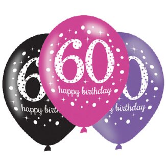 Luftballons Zahl 60 27,5cm Celebration 6er
