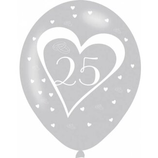 Luftballons Silberne Hochzeit 27,5cm 6er