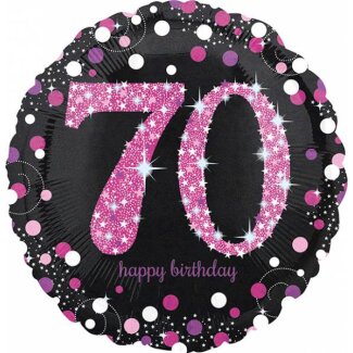 Folienballon Sparkling 70 D43cm pink/schwarz