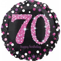 Folienballon Sparkling 70 D43cm pink/schwarz