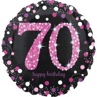 Folienballon Sparkling 70 D43cm pink/schwarz