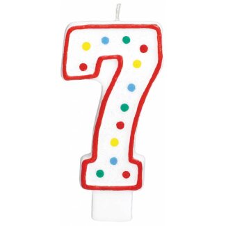 Zahlenkerzen Geburtstag 7 Weiß & Punkte