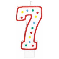 Zahlenkerzen Geburtstag 7 Weiß & Punkte