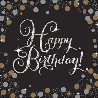 Serviette 33x33cm Happy Birthday
