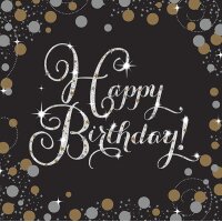 Serviette 33x33cm Happy Birthday