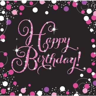 Serviette 33x33cm Happy Birthday