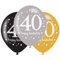 Luftballons Zahl 40 27,5cm Sparkling 6er