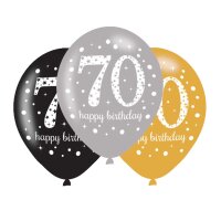 Luftballons Zahl 70 27,5 cm Sparkling 6 Stück