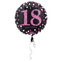 Folienballon Sparkling 18 D43cm pink/schwarz