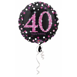 Folienballon Sparkling 40 Ø43 cm pink/schwarz