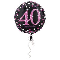 Folienballon Sparkling 40 Ø43 cm pink/schwarz