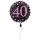 Folienballon Sparkling 40 Ø43 cm pink/schwarz