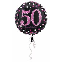 Folienballon Sparkling 50 Ø43 cm schwarz/pink