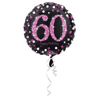 Folienballon Sparkling 60 D43cm pink/schwarz