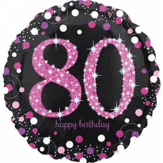 Folienballon Sparkling 80 D43cm pink/schwarz