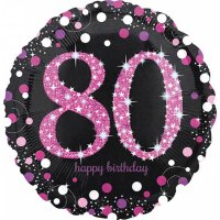 Folienballon Sparkling 80 D43cm pink/schwarz